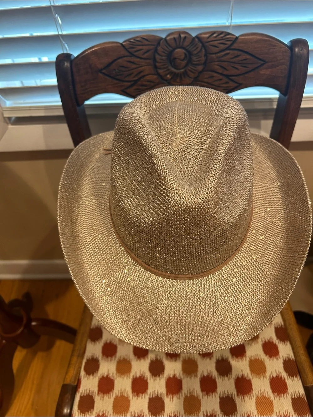 Anthropologie Beige Straw Cowboy Hat with Tan Band